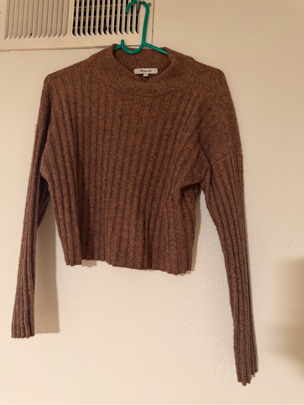 Madewell Ribbed Crewneck Sweater in Brown